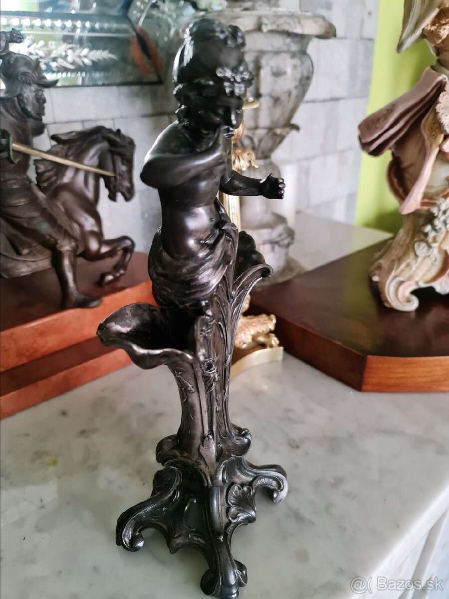 Secesna cínová vázicka soška - 5