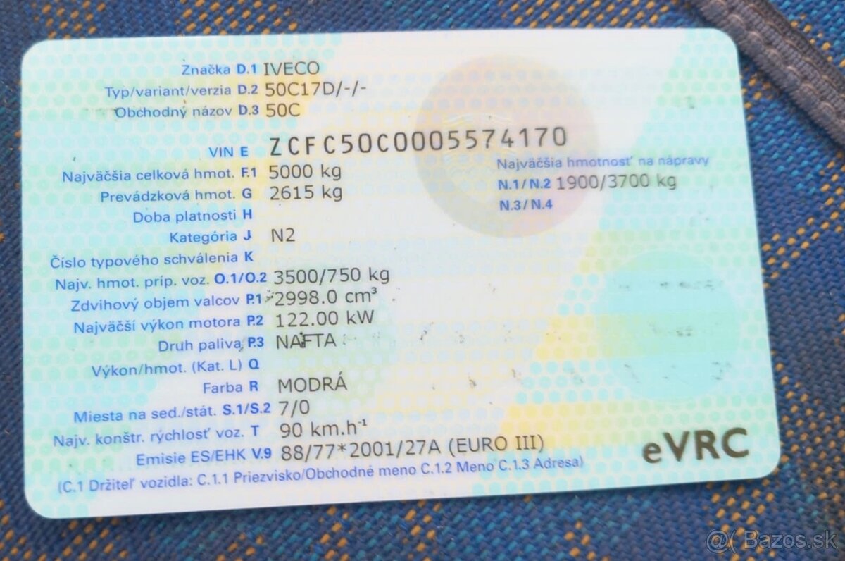 Iveco Daily 50c17 valník , 7 miestne - 5