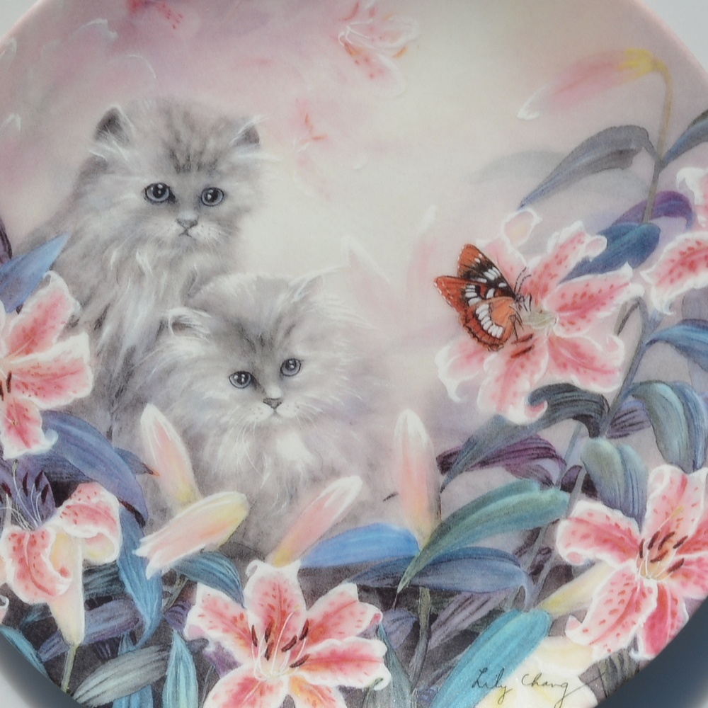 2 porcelánové taniere - Mačky - 5