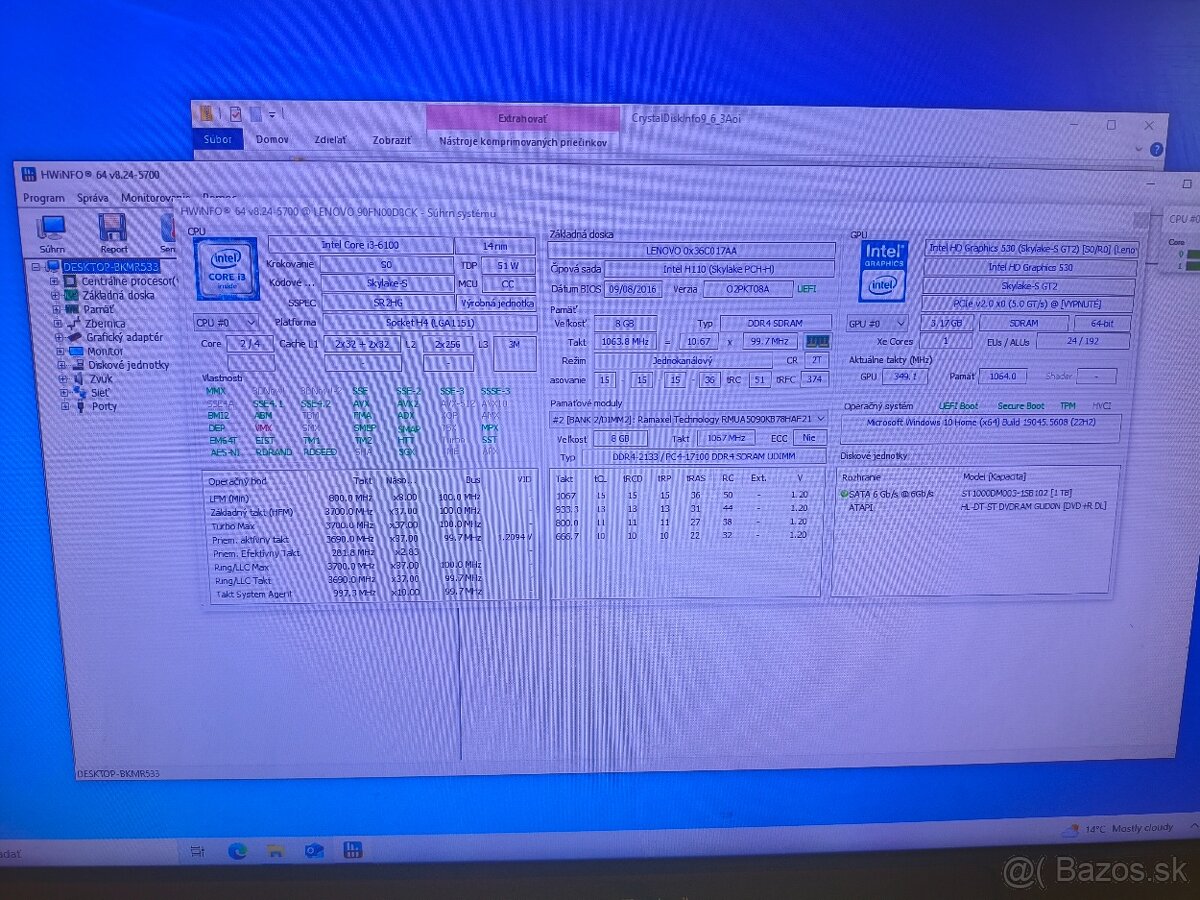Lenovo i3-6100 8GB DDR4 1TB HDD - 5