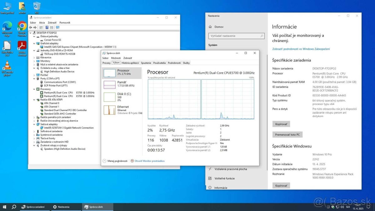 ✔️ Počítač 2x3,0GHz +4GB ram+ 250GB SSD + zaruka - 5
