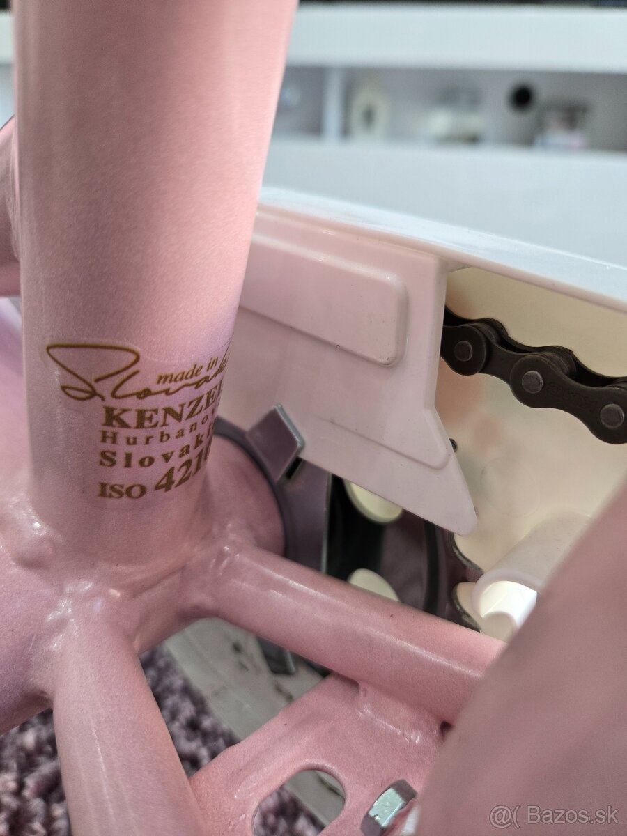 Ruzovy retro bicykel kenzel Luna s košíkom - 5