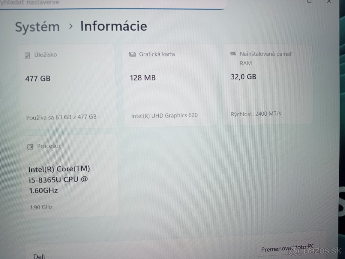 dotykový Dell Latitude 5500 , Intel® Core™i5 ,32gb ram , ssd - 5