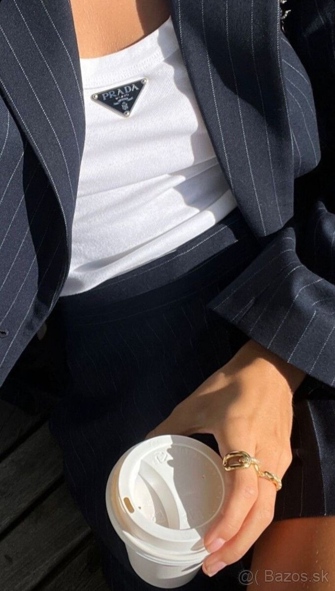 PRADA tielko biele / čierne - 5