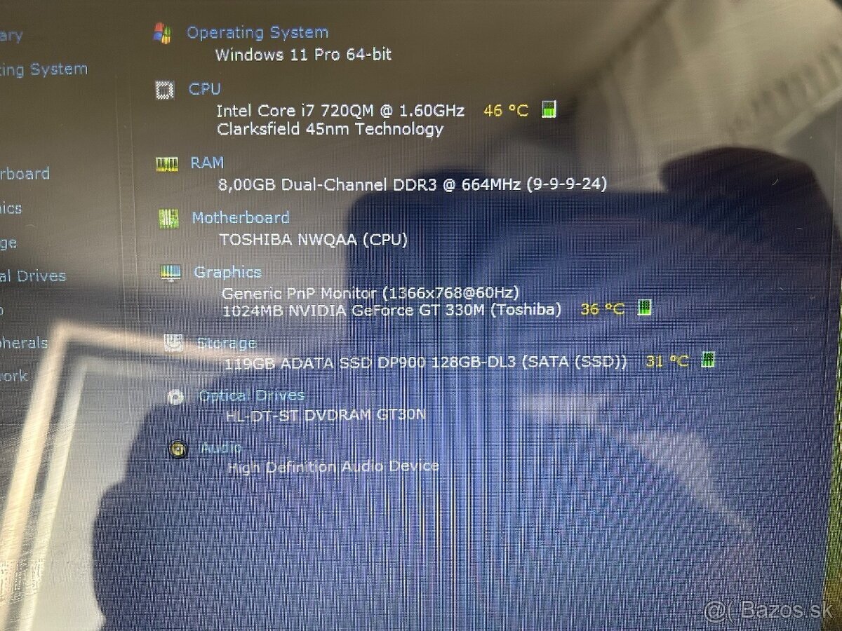 Toshiba Satellite A660 s i7,8gb ram,SSD,nvidia,16"HD lcd - 5