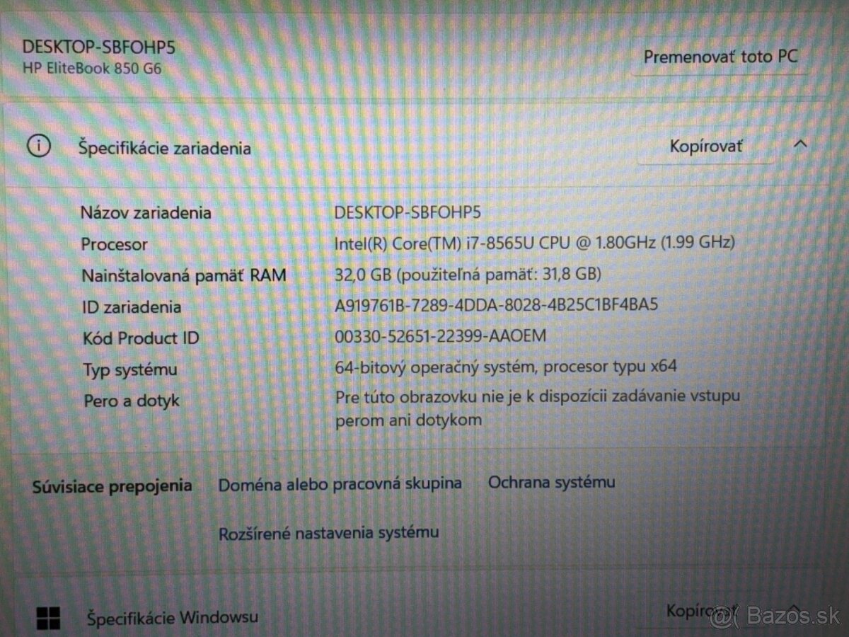 #108 HP EliteBook 850 G6/i7 8565U/32GB DDR4/256GB SSD - 5