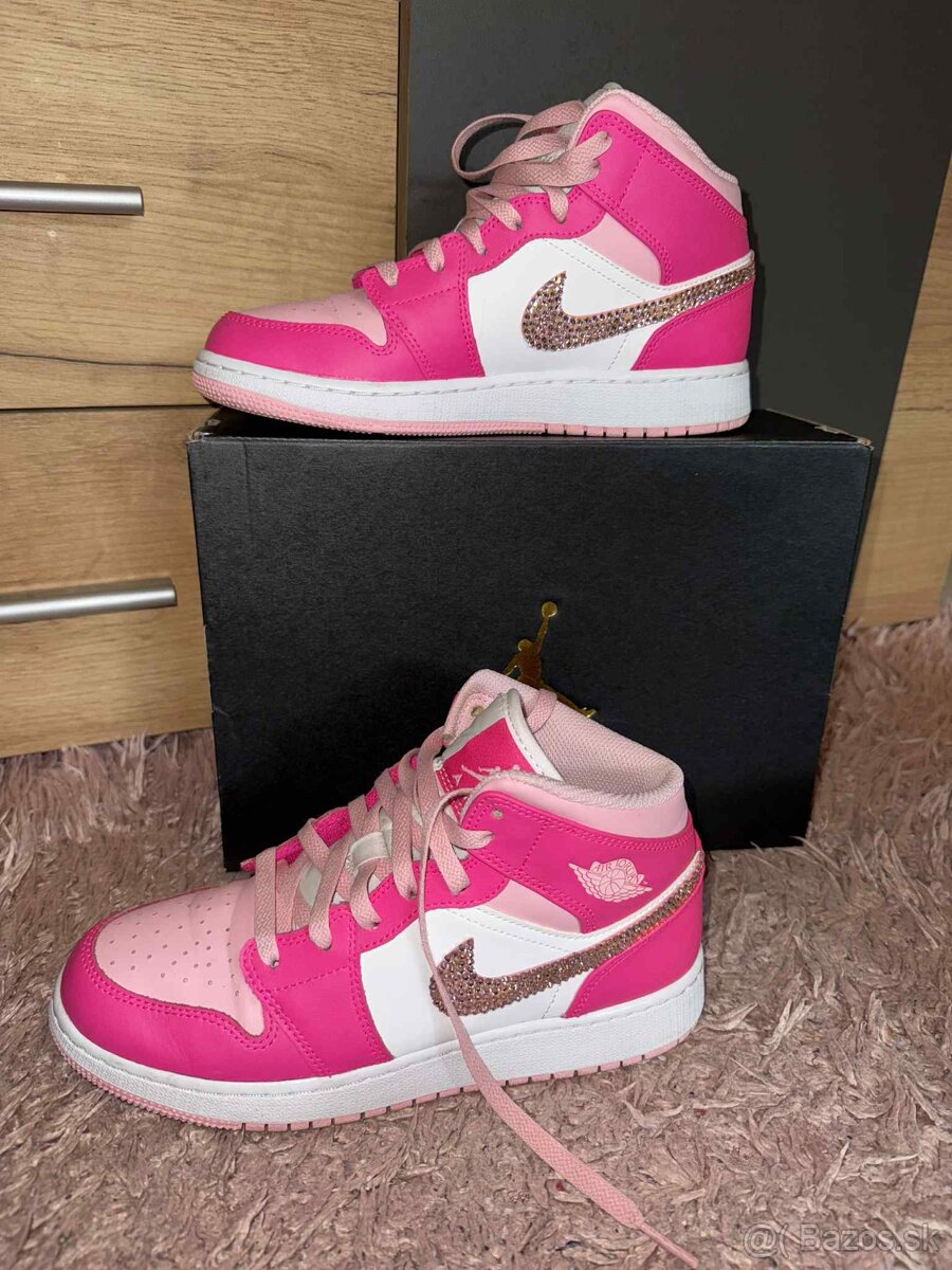 Nike Air Jordan 1 Mid GS Pink original swarovski kozene - 5