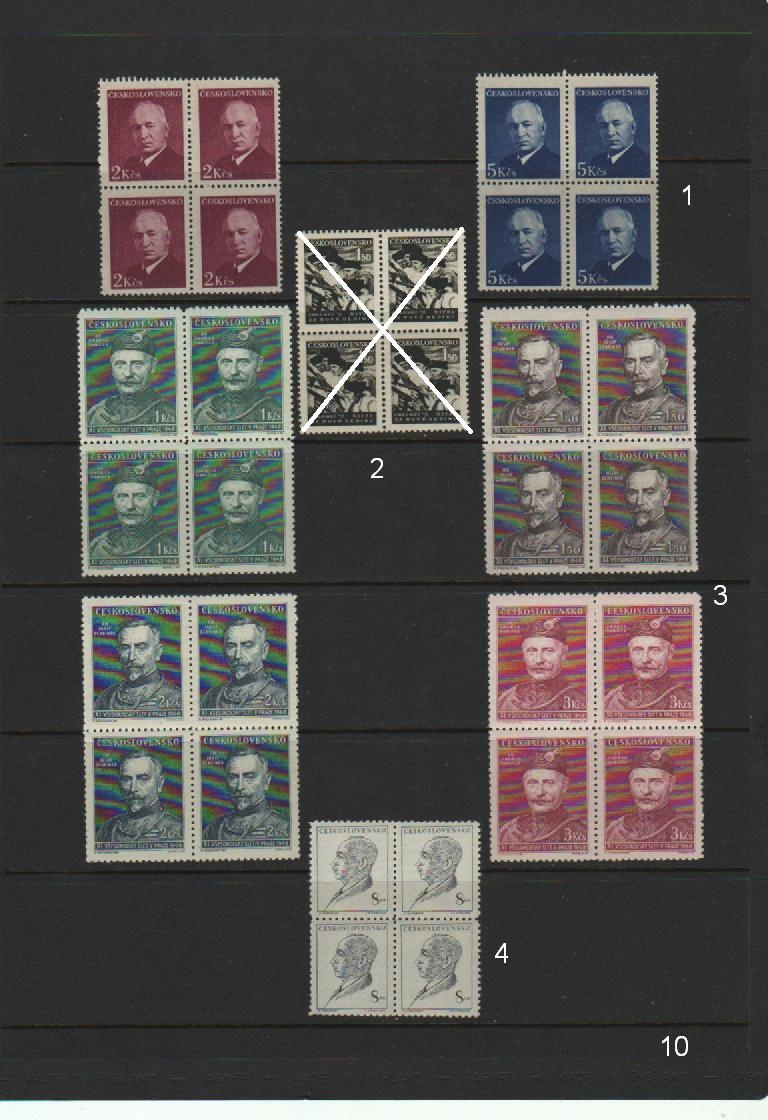 Známky Československo - 4 bloky a iné známky - 5