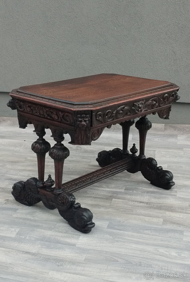 Stôl starožitný neorenesančný. - 5