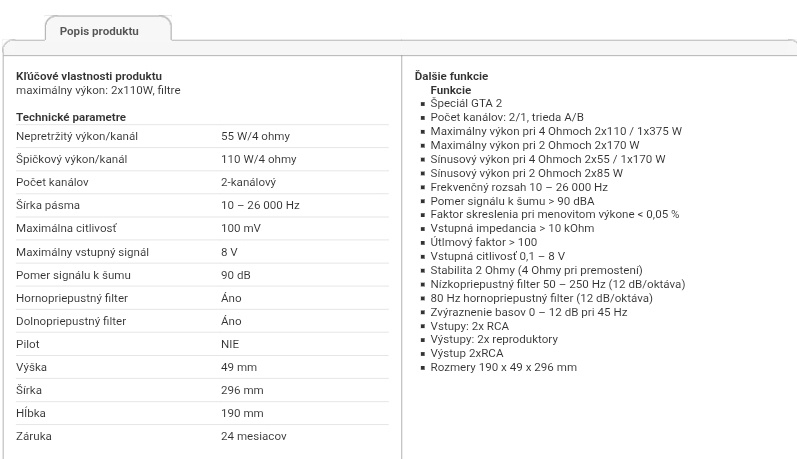 Zosilňovač Blaupunkt GTA 2 Special - 5