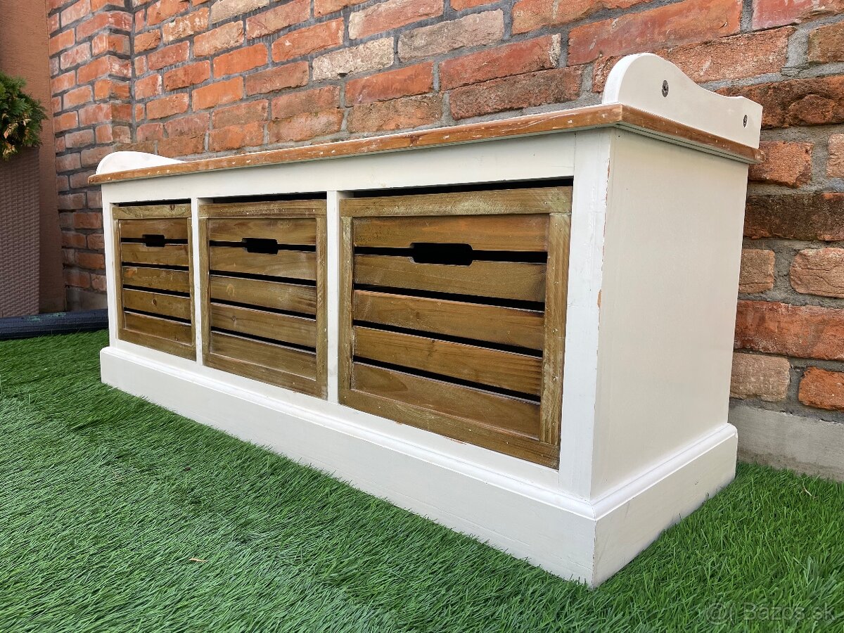 Botník vintage, lavica so zásuvkami - 5