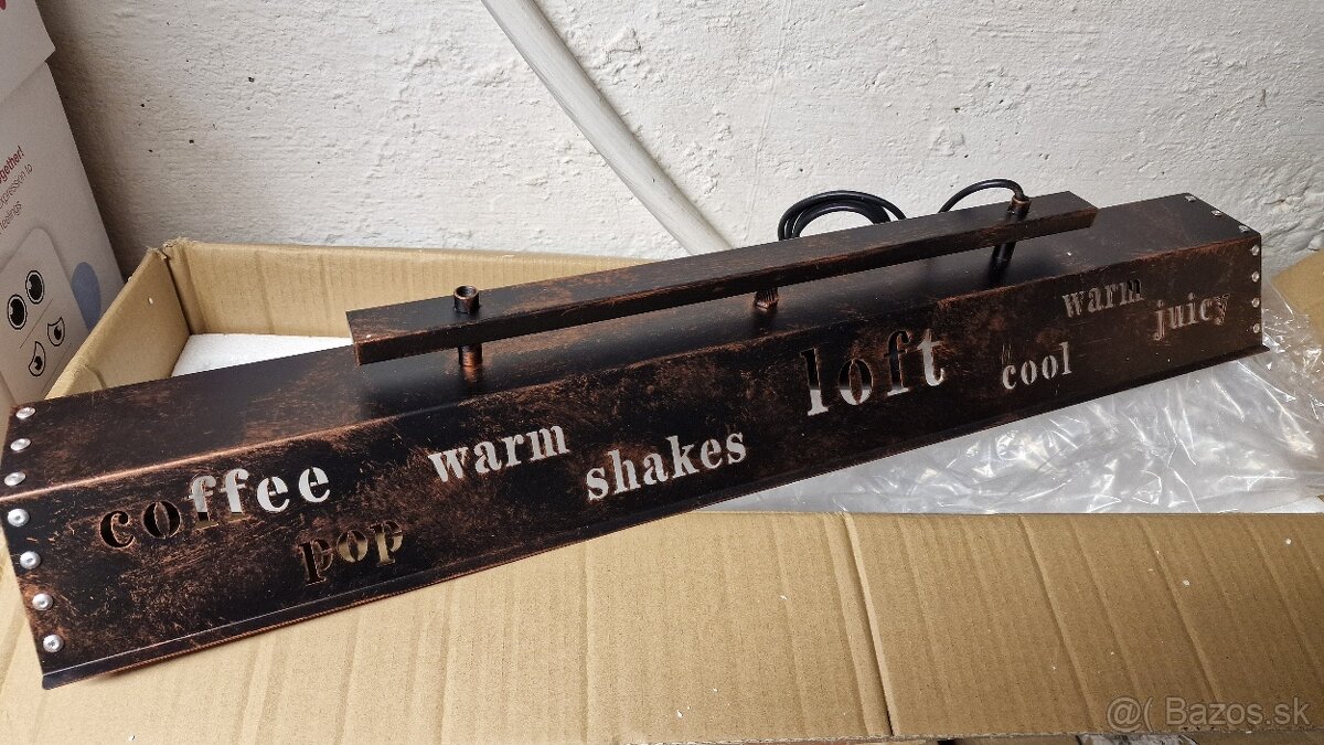 Vintage kovový obdĺžnikový luster - 5