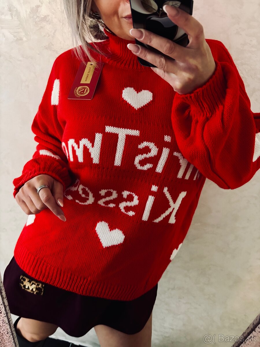 Damsky rolakovy pleteny sveter red - 5