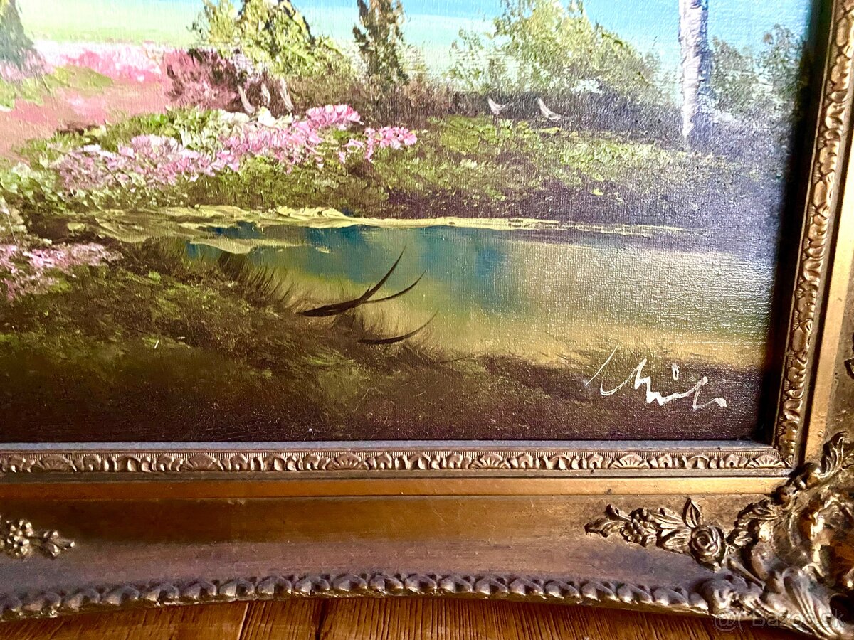 Starý krásný obraz, olejomalba na plátně - 5