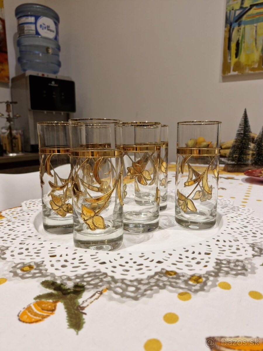 Sada Vintage Pohárov so Zlatým Dekórom – Mid-Century Modern - 5