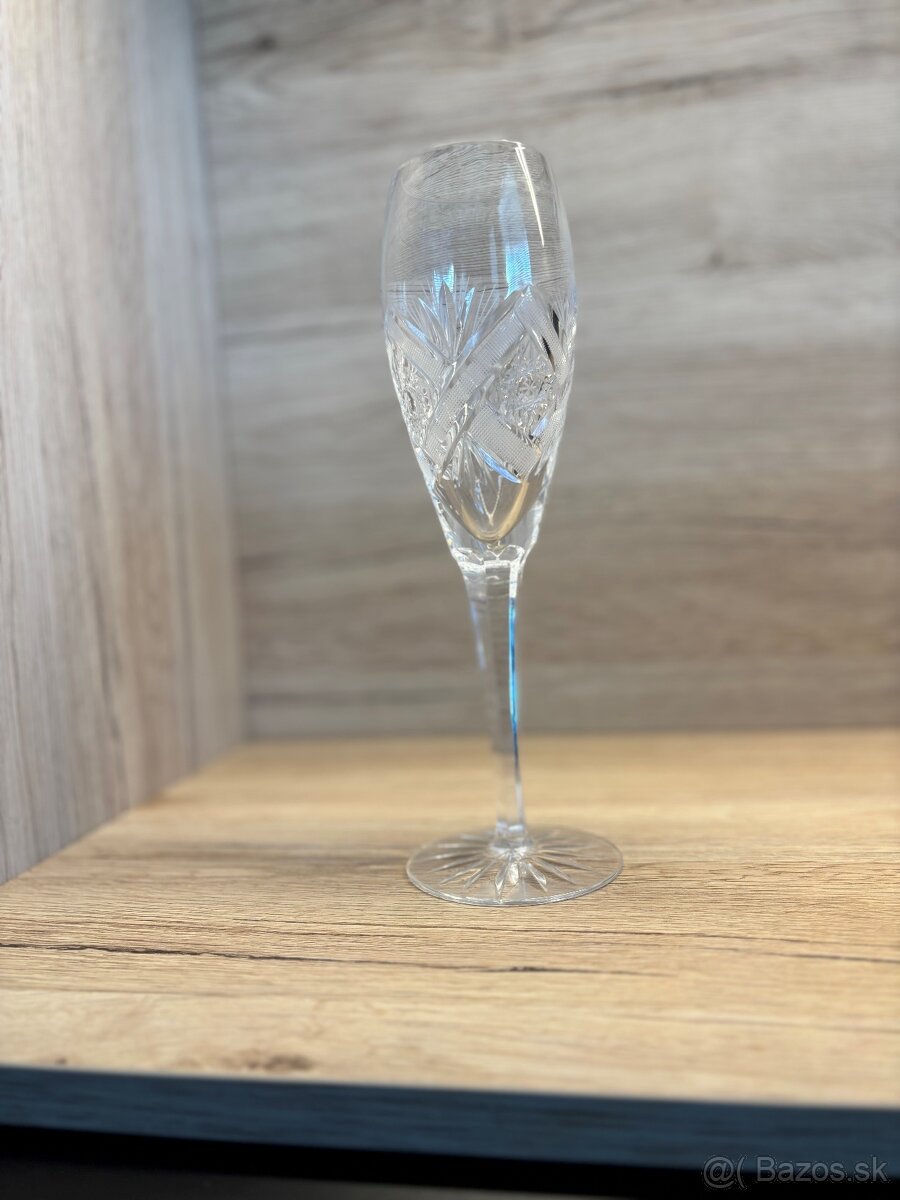 Krištáľový brúsený pohár na stopke - 5