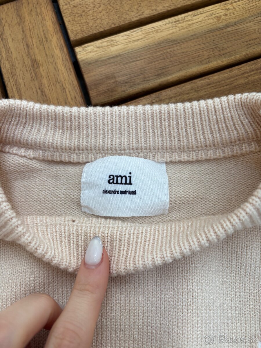 Ami pletený kremovy pulover sveter - 5