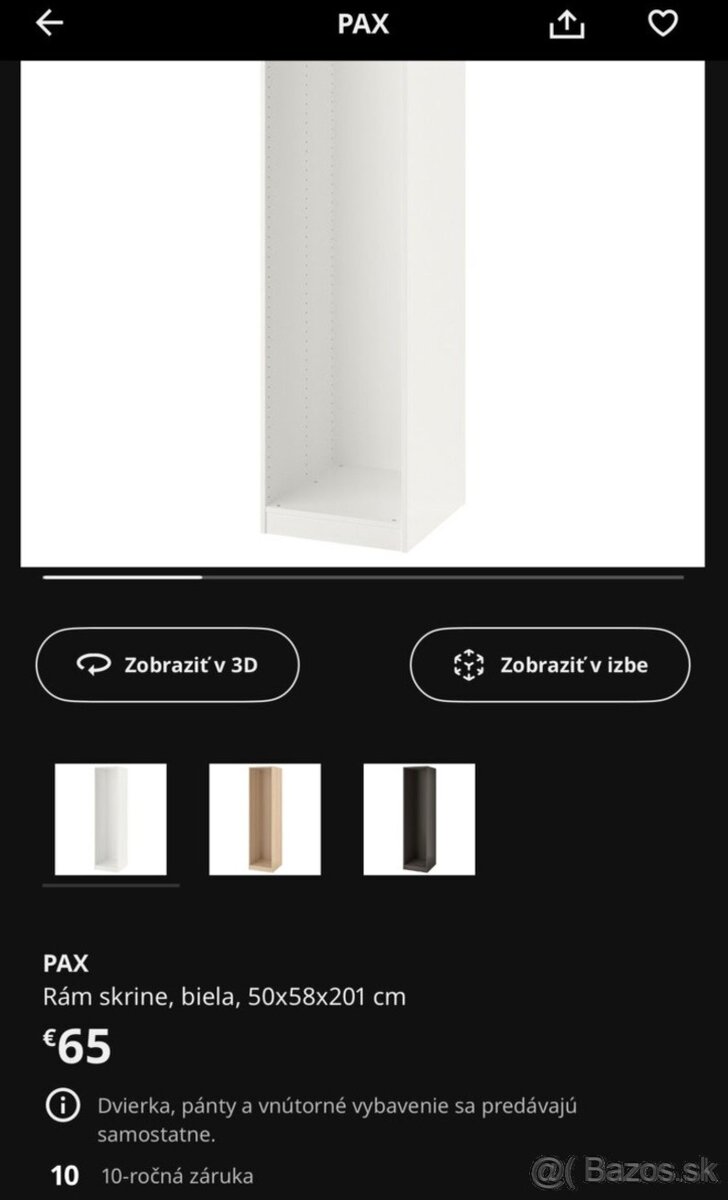 Predám skriňu PAX s dvierkami - IKEA - 5