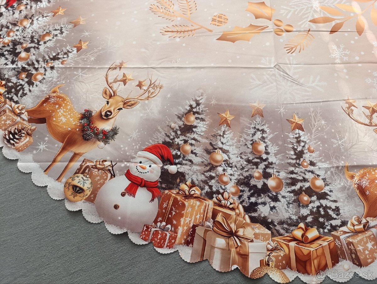 Vianočný zlatý teflonový obrus - 5