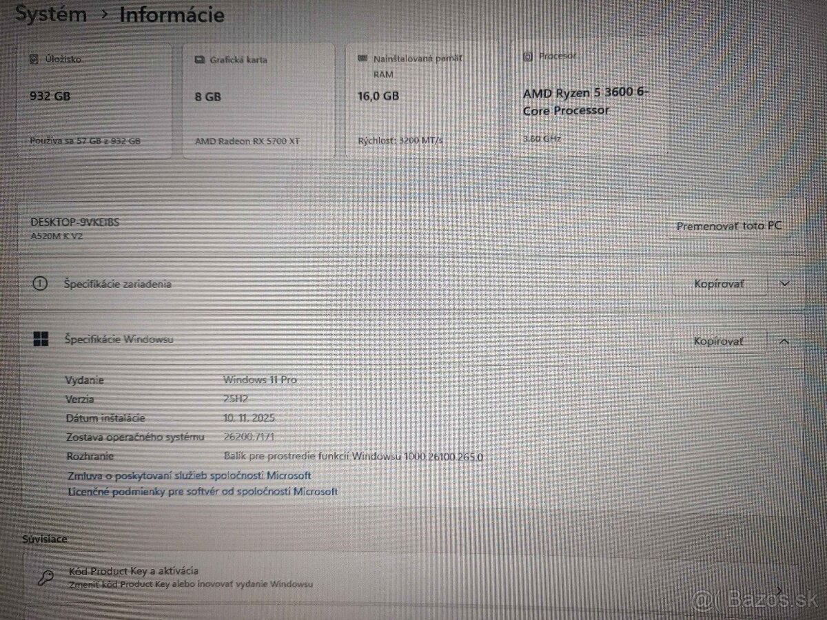 PC - RYZEN 5 3600 AM4, RX 5700 XT, 16GB DDR4, 1TB SSD, WIN11 - 5