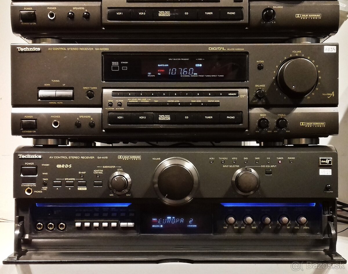 SERIA 5x Receiver TECHNICS aj RDS, DO, antena, AM / FM = Re1 - 5