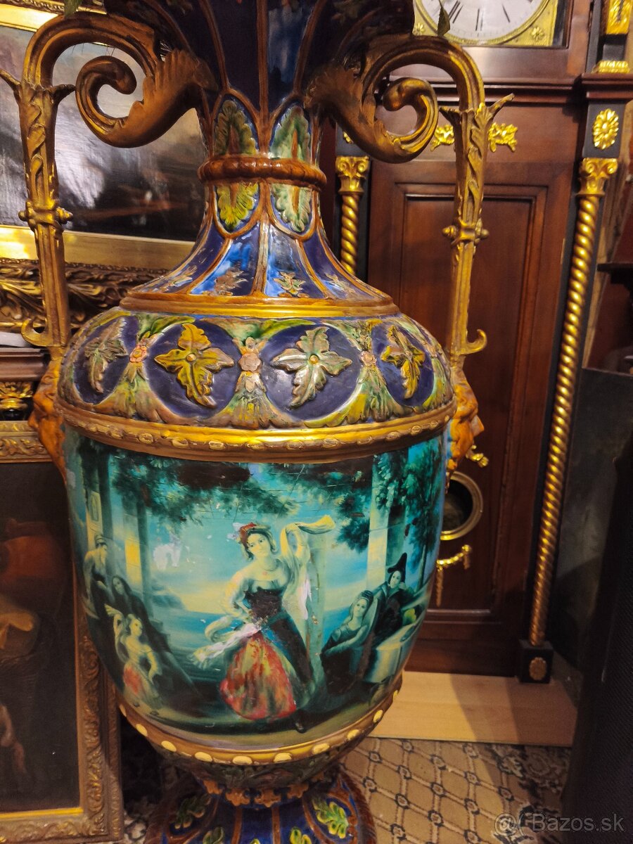 Luxusná starožitnã, keramická vázaz pólov.19.storoč. - 5