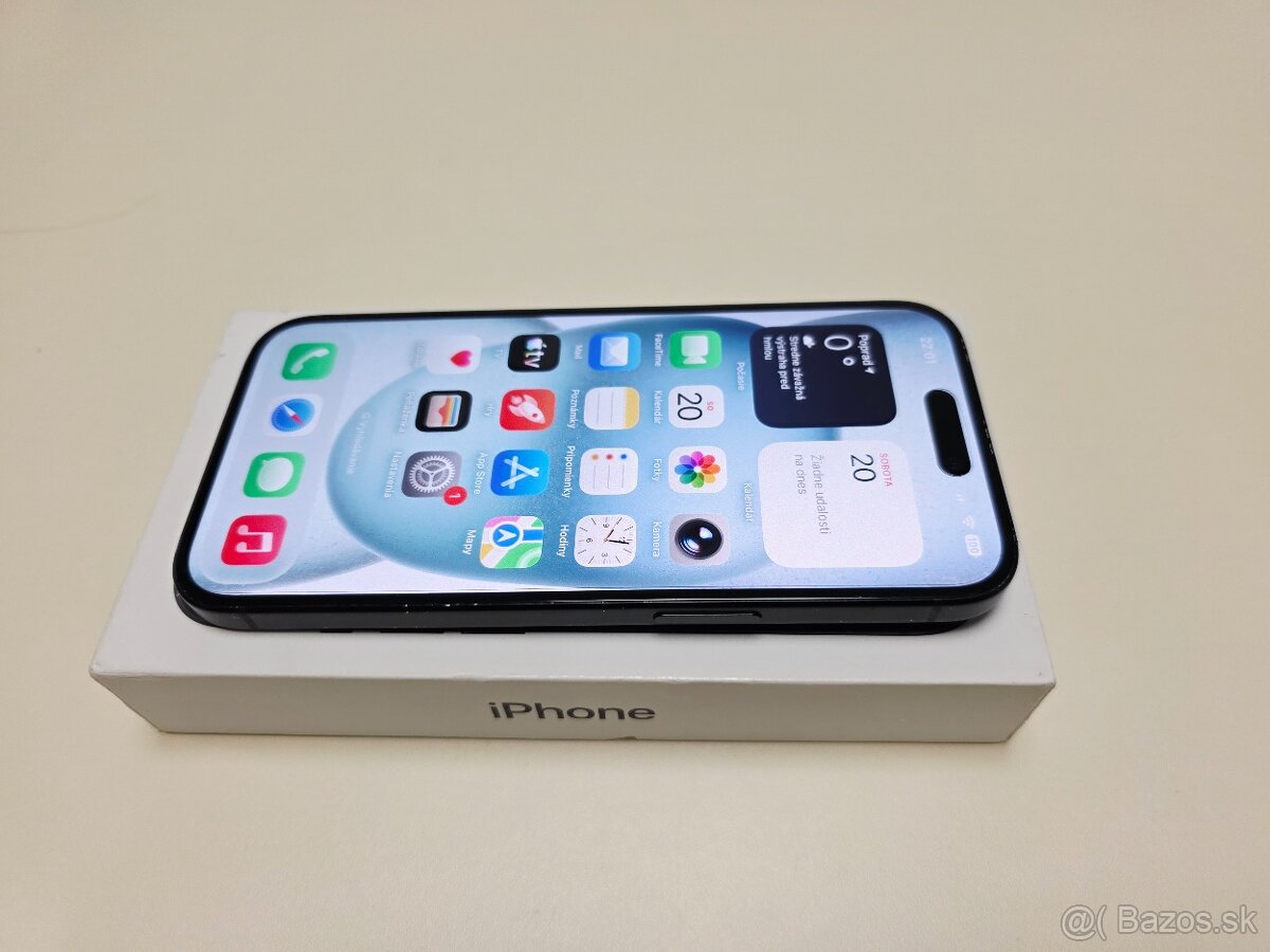 APPLE IPHONE 15 128GB BLACK,ZDRAVIE BATERKY 100% - 5