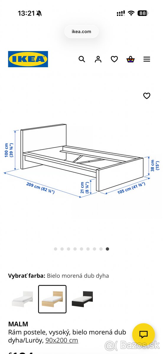 Predám jednolôzkovú postel 90x200cm - 5