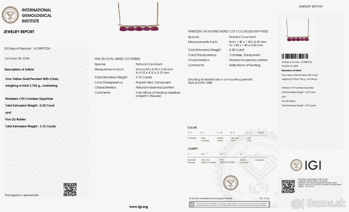 Zlatý náhrdelník s Rubínmi 2 - 5