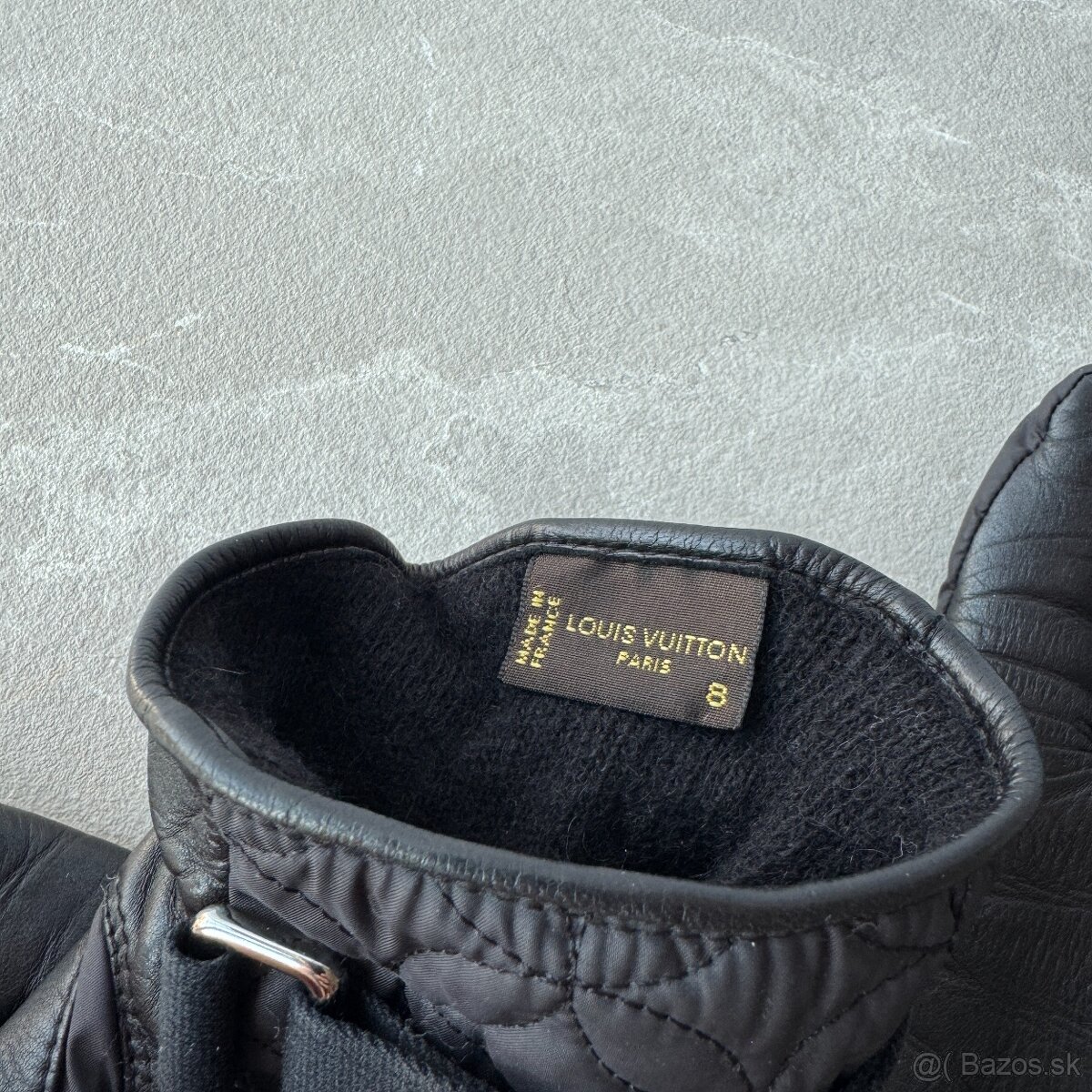 Originál LOUIS VUITTON dámske čierne kožené rukavice - 5