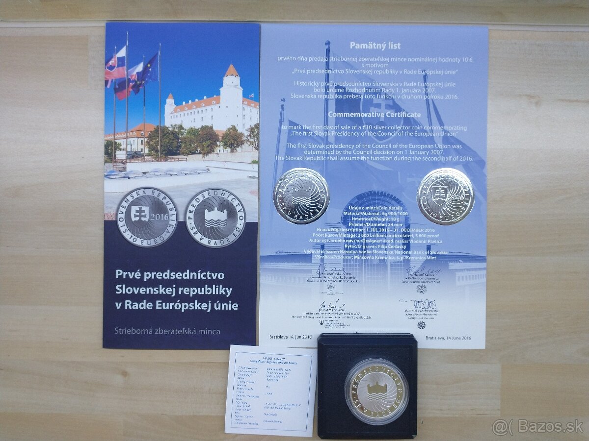 strieborné mince SK proof, pamätný list - 5