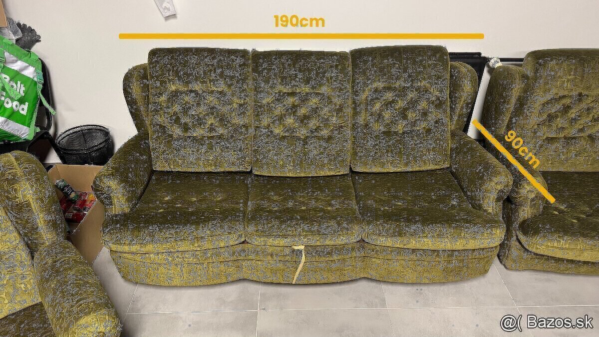 Pekná zachovalá retro sedacia súprava zelená - 5