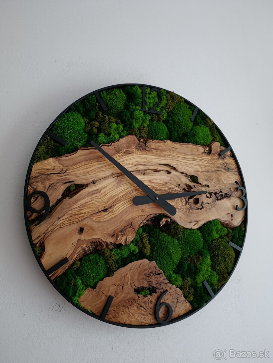 Machové hodiny olivové - 5