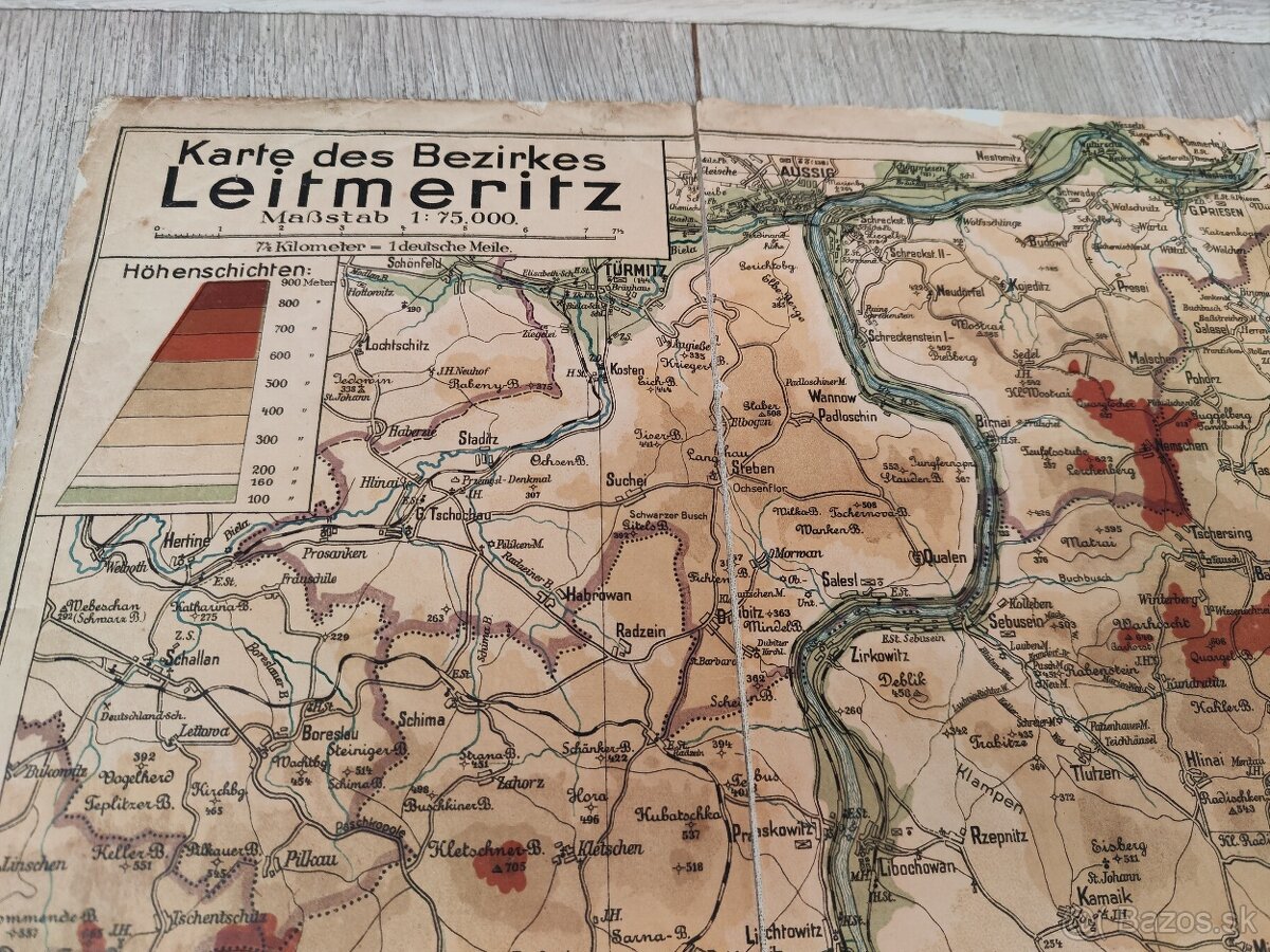 Stará německá mapa Leitmeritz (Litoměřice), J.J.Schweizer - 5