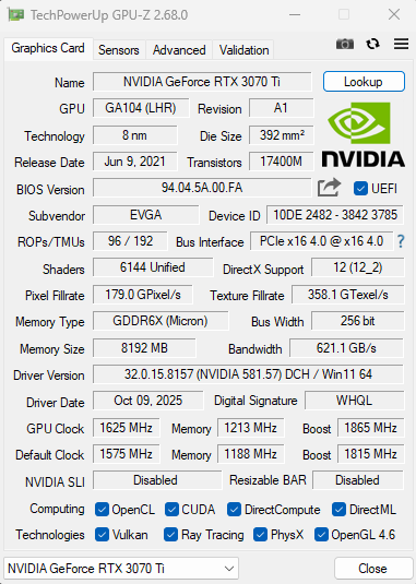 NVIDIA GeForce RTX 3070 Ti - 5
