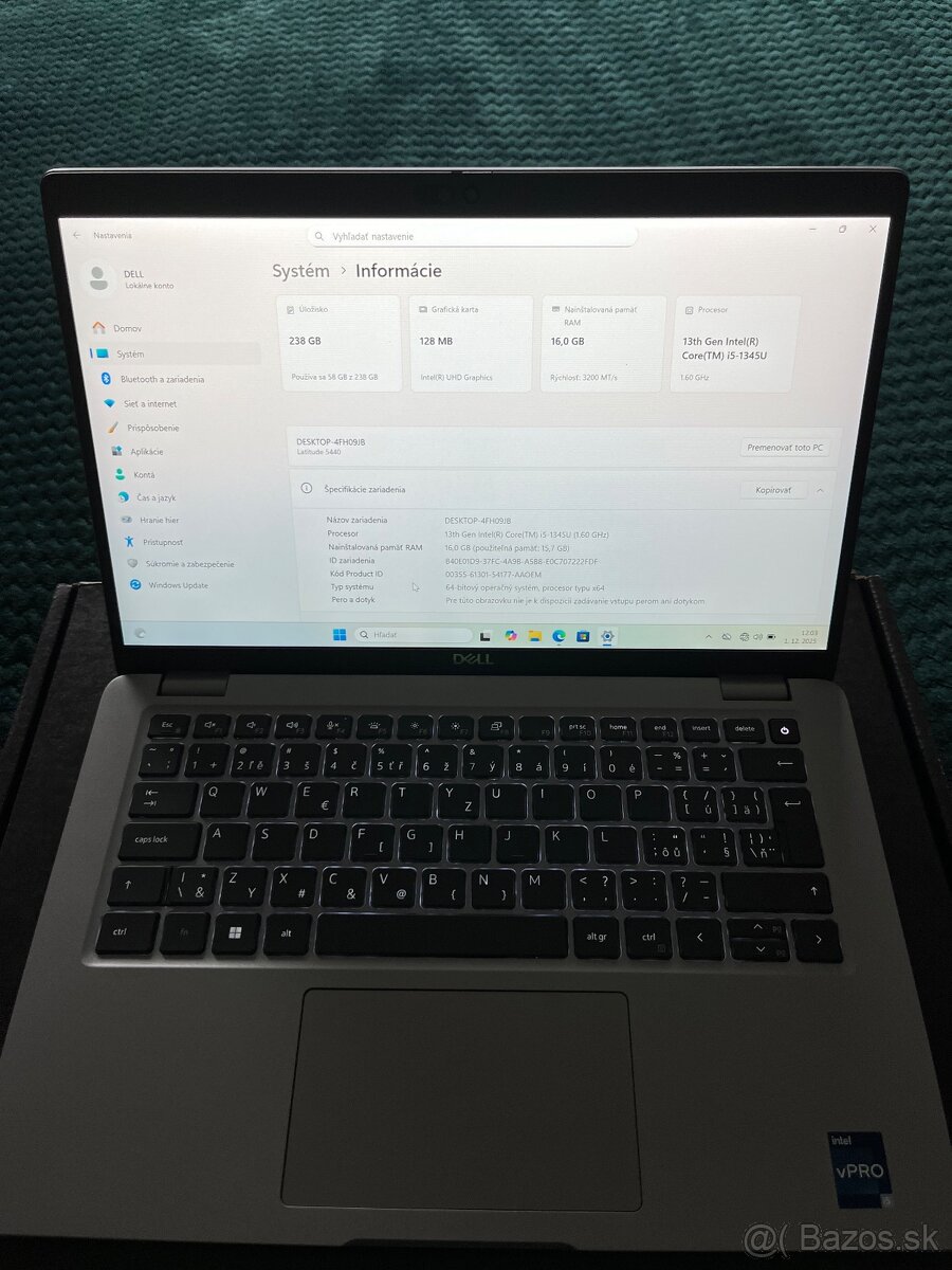 Predám nový 14" DELL Latitude 5440, 16/256GB model 2023 - 5