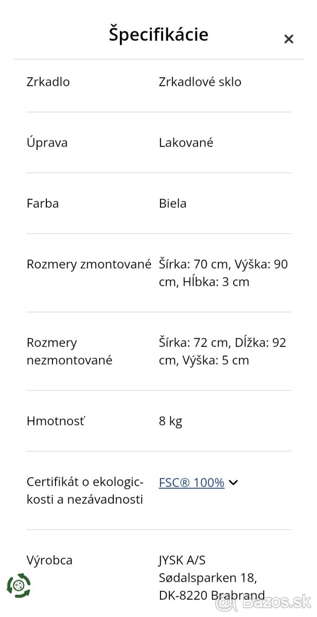 Zrkadlo NORDBORG rozmmer 70x90 biela Nerozbalena Je uplne - 5