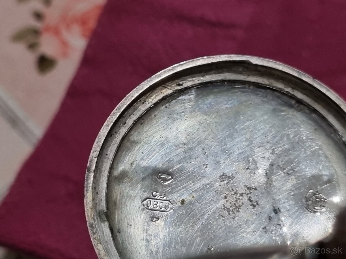 8 dňové,strieborné vreckové hodinky. - 5