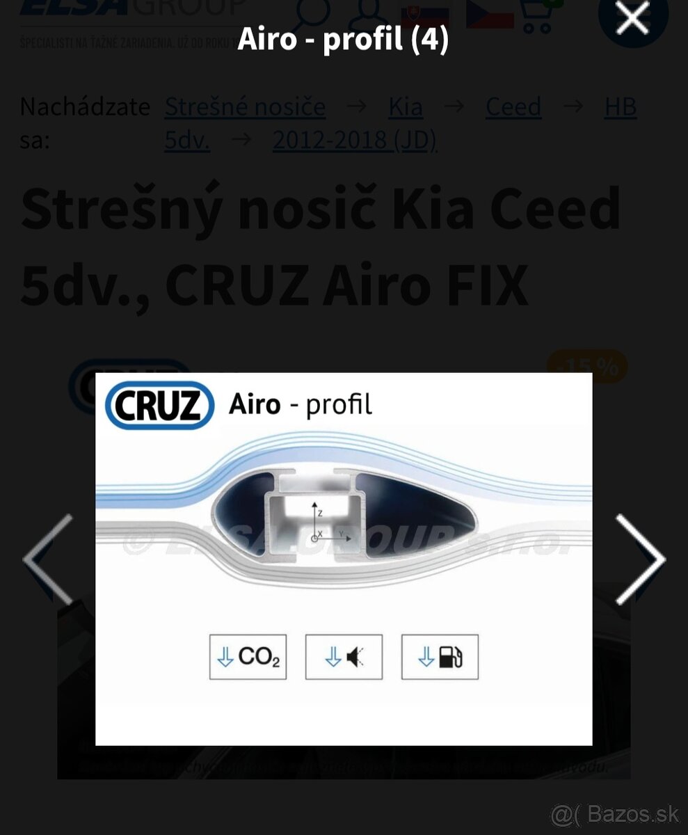 Strešný nosič Kia Ceed 5dv., CRUZ Airo FIX - 5