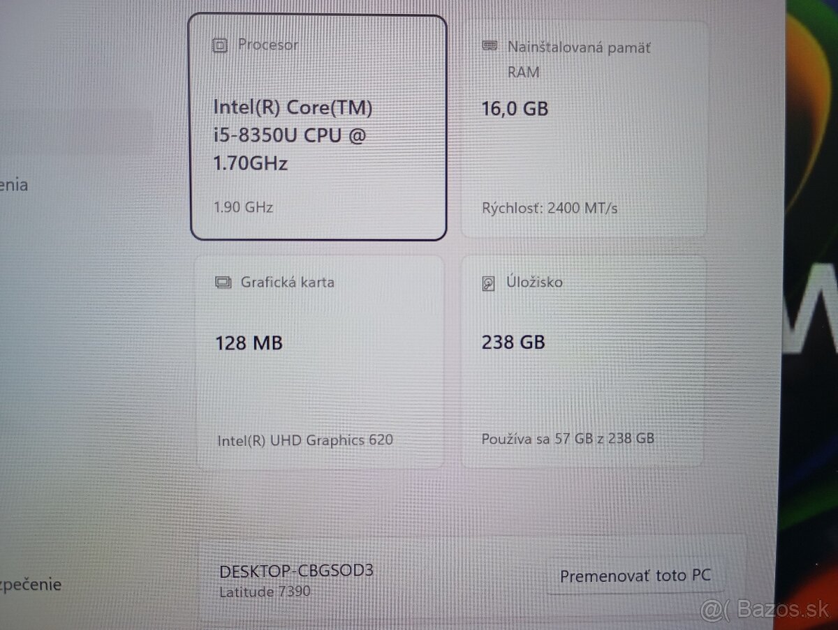 dotykový Dell Latitude 7390 ,Intel® Core™i5 ,16gb ram , ssd - 5
