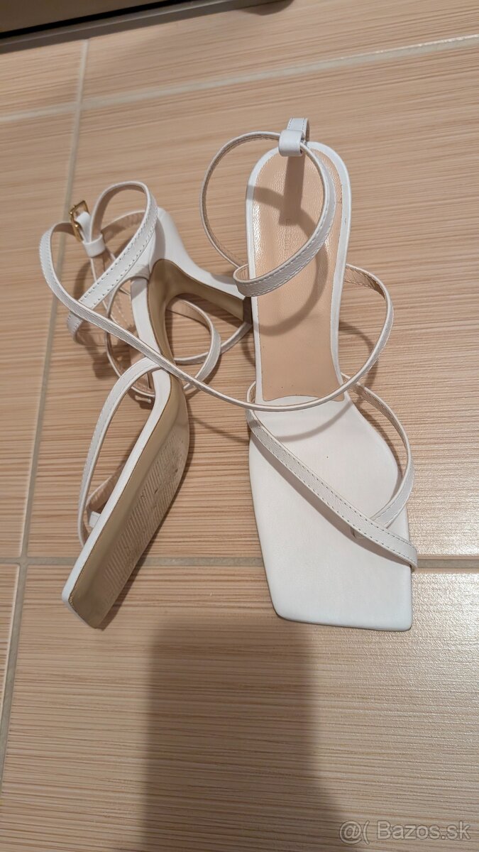 Talianske biele sandále 100% koža - 5