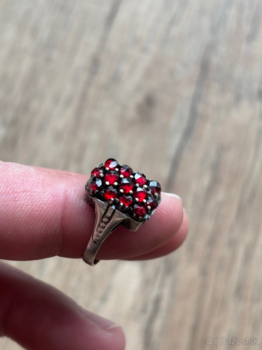 Strieborný prsteň - cesky granat - 5