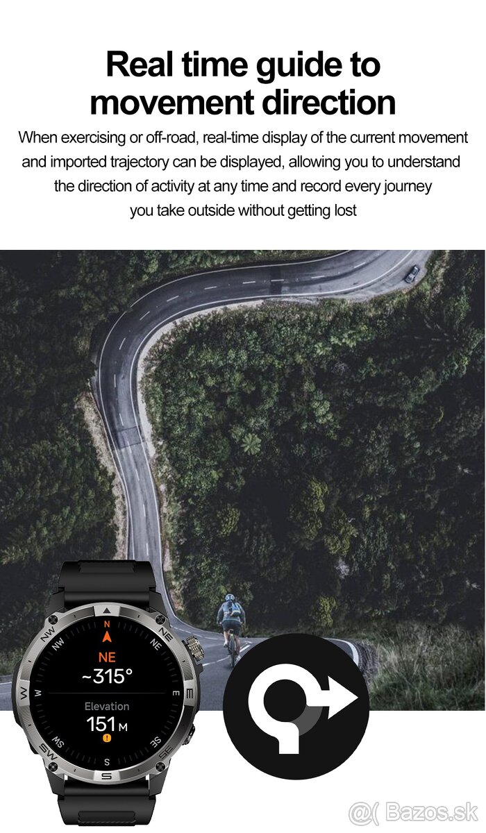 VWAR Taktické GPS profesionálne smartwatch - 5