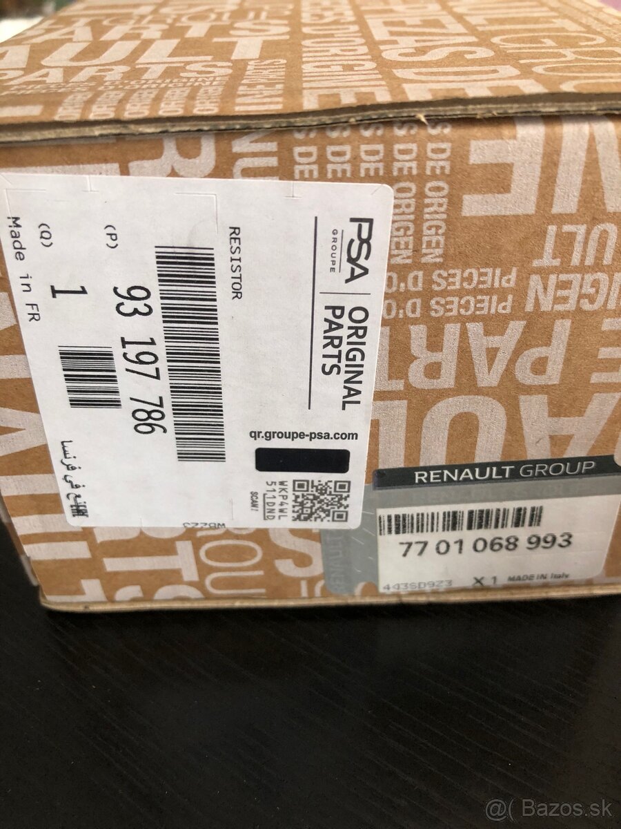 Regulátor - odpor vnút. ventilátora Nový Orig. Renault - 5