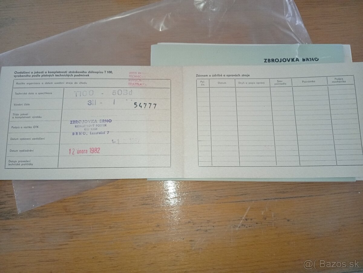 Predám telegrafný písací stroj T 100 - 5