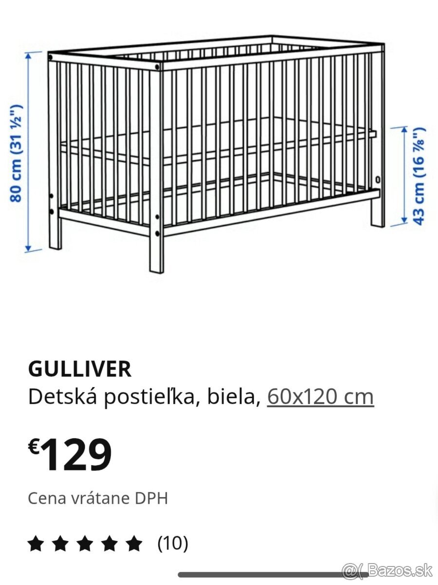 Detská postieľka Gulliver s matracom - IKEA - 5