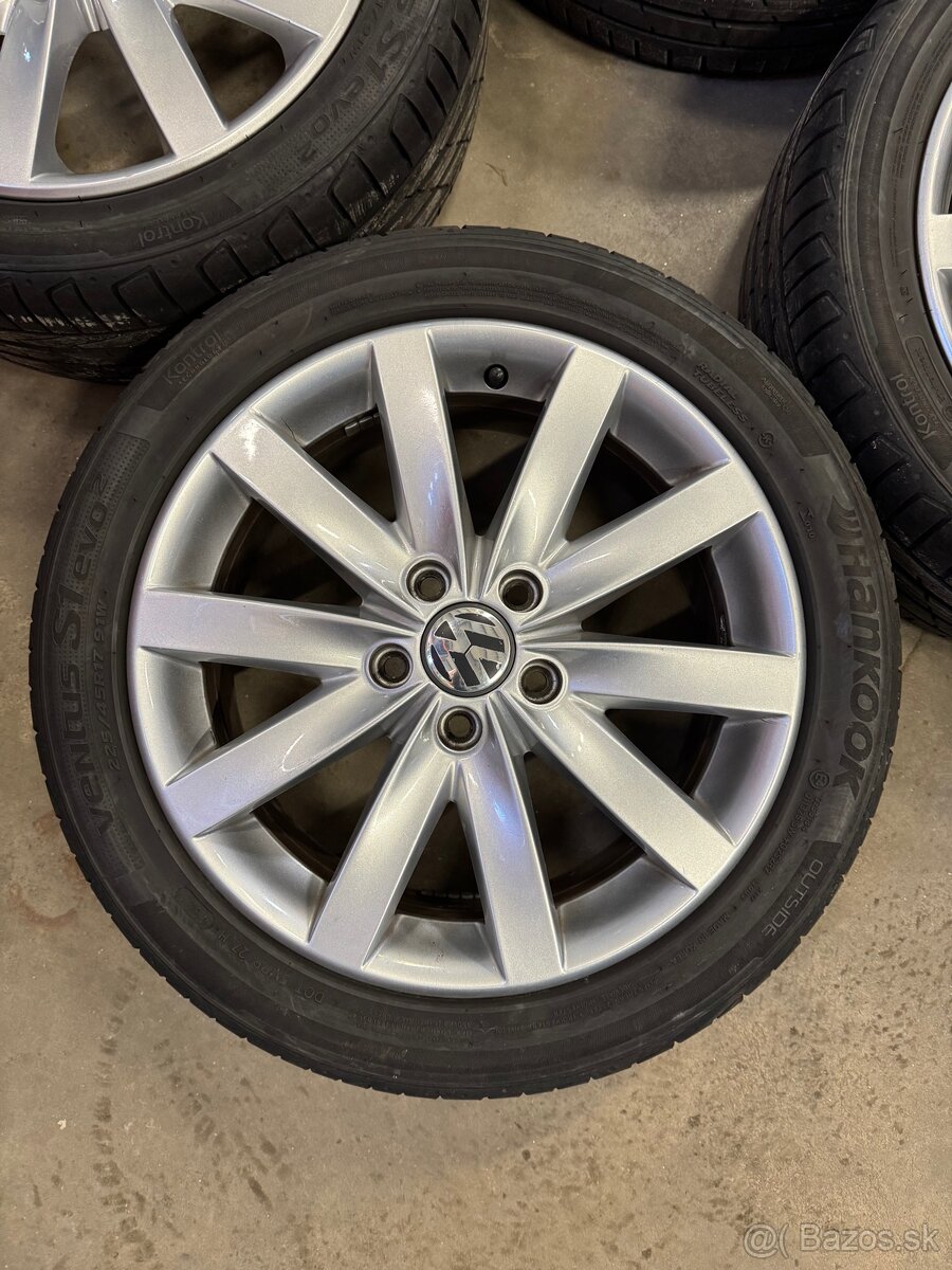 hliníkové disky vw r17,letné hankook 225/45 R17 - 5