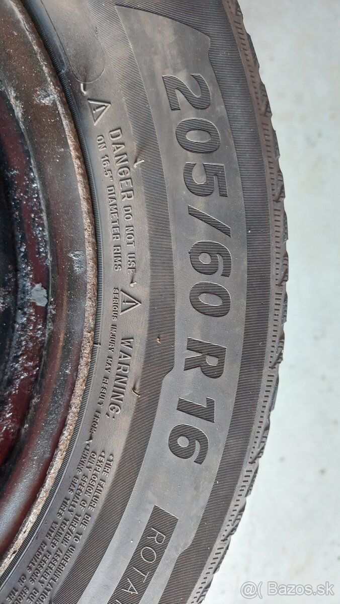Predám plechové disky 16" so zimnymi pneu 205/60 r16 - 5