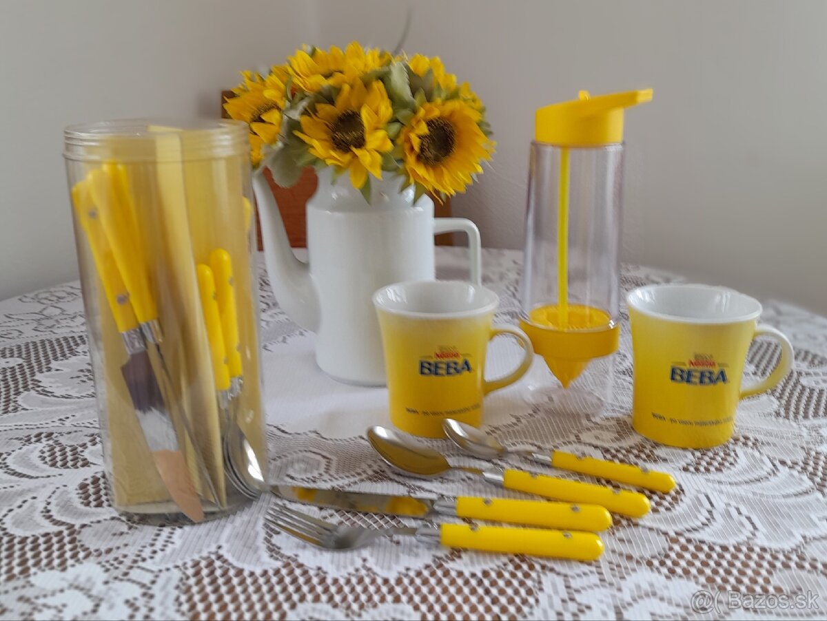 Retro šálky, príbor do žlta - 5