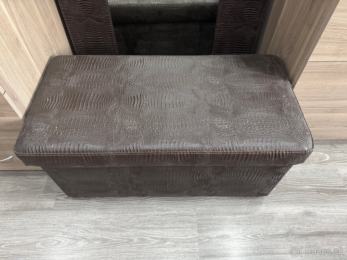 Luxusný set- kožené zrkadlo s taburetkou ( krokodíl) - 5